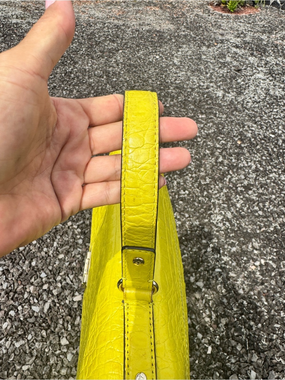 Kate Spade New York Yellow Croc Embossed Leather Satchel Crossbody Bag - Picture 7 of 10